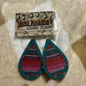 Turquoise serape earrings